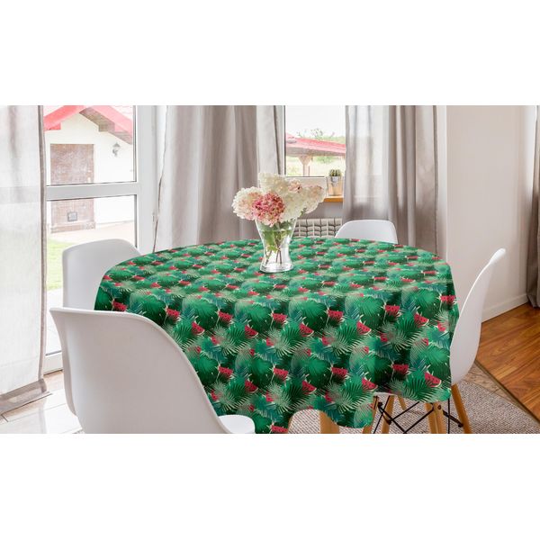 Abakuhaus Tovaglia Rotonda Tropicale, Succose Fette Di Anguria, Tovaglia Circolare Per Sala Da Pranzo, Decorazione Per Cucina, 150 Cm, Corallo Scuro E Verde Mare-image