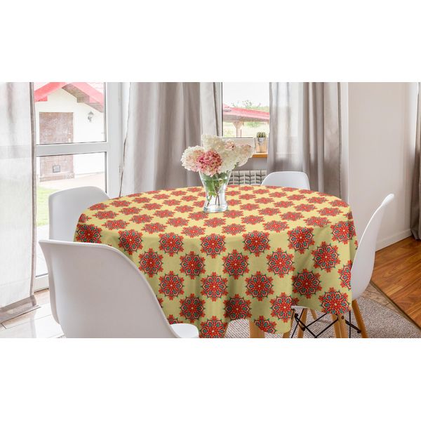 Abakuhaus Tovaglia Rotonda Mandala, Motivo Floreale Surreale, Tovaglia Circolare Per Sala Da Pranzo, Decorazione Per Cucina, 150 Cm, Multicolore-image