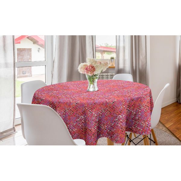 Abakuhaus Tovaglia Rotonda Colorata, Linee Geometriche Incrociate, Tovaglia Circolare Per Sala Da Pranzo, Decorazione Cucina, 150 Cm, Fucsia Magenta-image