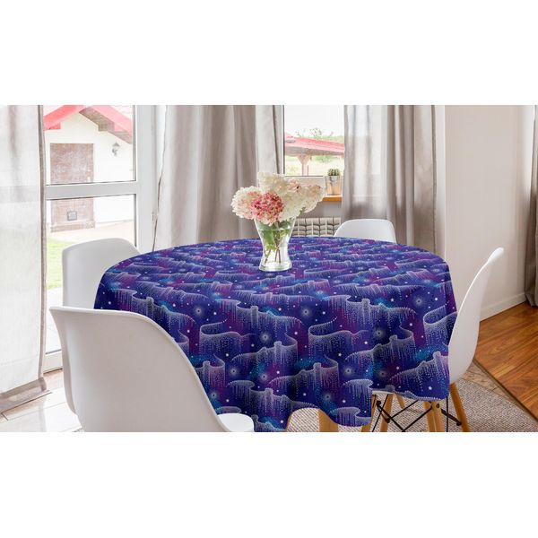 Abakuhaus Tovaglia Rotonda Astratta, Ispirata All'aurora Boreale, Tovaglia Circolare Per Sala Da Pranzo E Decorazione Della Cucina, 150 Cm, Viola Blu Blu-image