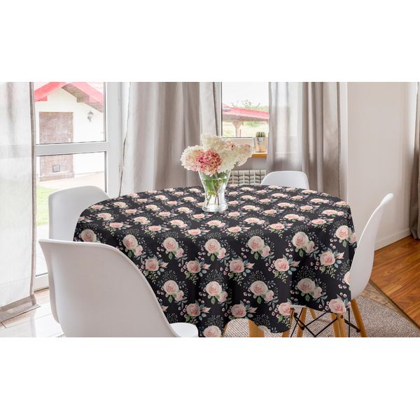 Abakuhaus Tovaglia Rotonda Vintage, Motivo Floreale English Garden Roses, Tovaglia Rotonda Per Sala Da Pranzo E Cucina, 150 Cm, Multicolore-image