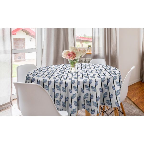 Abakuhaus Tovaglia Rotonda Etnica, Motivo A Foglie, Tovaglia Circolare Per Sala Da Pranzo E Cucina, 150 Cm, Multicolore-image