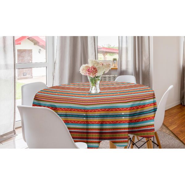 Abakuhaus Tovaglia Rotonda Bohemien, Ornamento Culturale, Tovaglia Circolare Per Sala Da Pranzo, Decorazione Per Cucina, 150 Cm, Multicolore-image