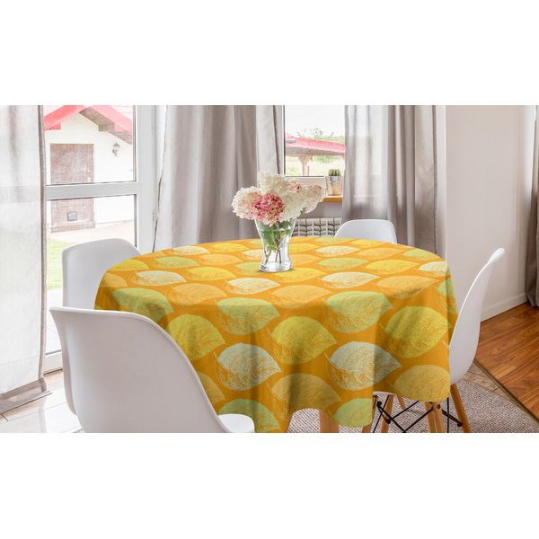 Abakuhaus Tovaglia Rotonda, Stagione Autunnale Botanica, Tovaglia Circolare Per Sala Da Pranzo, Decorazione Cucina, 150 Cm, Senape Calendula-image