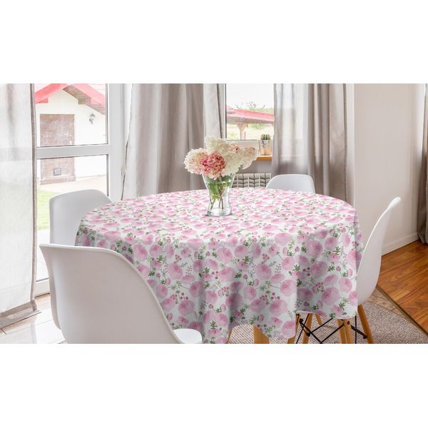 Abakuhaus Tovaglia Rotonda Con Fiori, Ranunculus Primavera, Tovaglia Rotonda Per Sala Da Pranzo, Decorazione Cucina, 150 Cm, Rosa Baby, Rosa Essiccata-image
