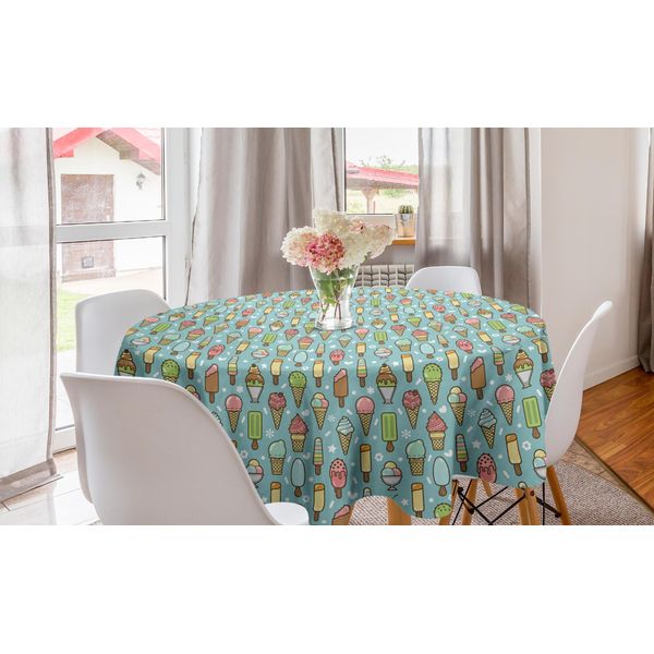 Abakuhaus Eis Tovaglia Rotonda, Summer Time Dessert Time, Tovaglia Circolare Per Sala Da Pranzo, Decorazione Per Cucina, 150 Cm, Multicolore-image