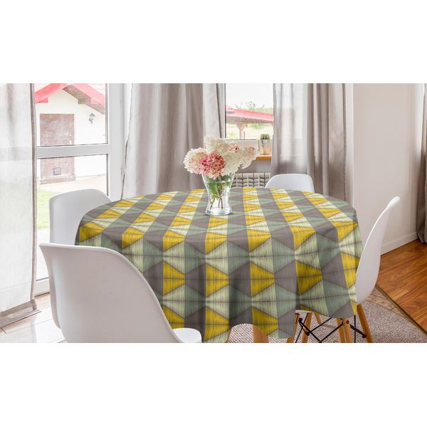 Abakuhaus Tovaglia Geometrica Rotonda, Stile Boho Tratteggiato, Tovaglia Circolare Per Sala Da Pranzo, Decorazione Cucina, 150 Cm, Multicolore-image