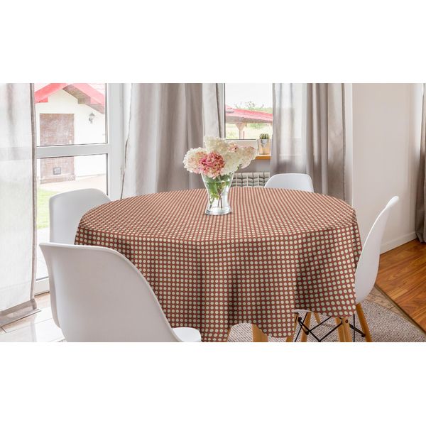 Abakuhaus Tovaglia Rotonda Astratta, Motivi Grafici Circolari, Tovaglia Circolare Per Sala Da Pranzo, Decorazione Cucina, 150 Cm, Color Cioccolato Chiaro Guscio D'uovo-image