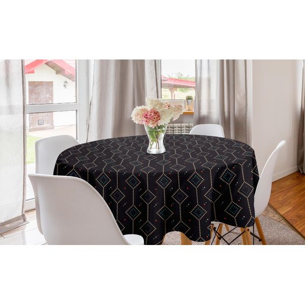 Abakuhaus Tovaglia Geometrica Rotonda, Forme Circolari Digitali, Tovaglia Circolare Per Sala Da Pranzo, Decorazione Cucina, 150 Cm, Blu, Grigio, Blu Petrolio-image
