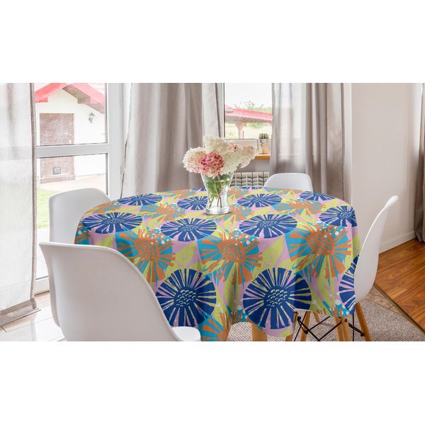 Abakuhaus Tovaglia Rotonda Astratta, Tema Dandelion Meadow, Tovaglia Circolare Per Sala Da Pranzo E Cucina, 150 Cm, Multicolore-image