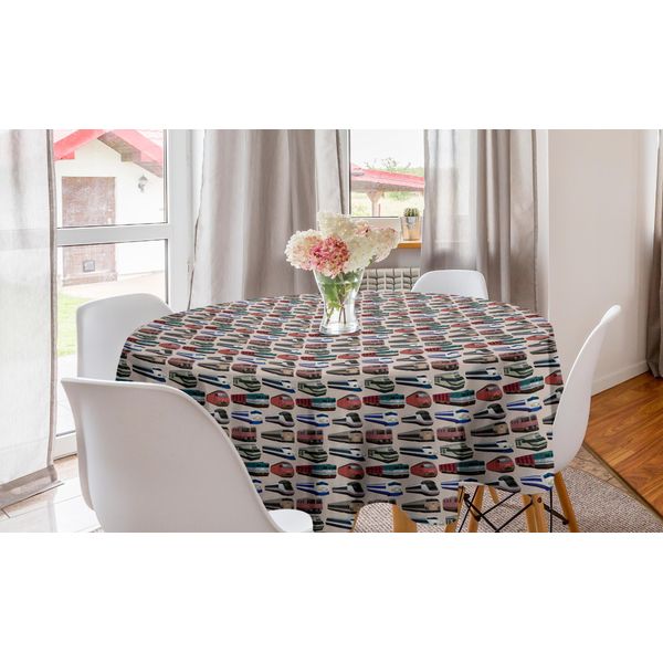 Abakuhaus Tovaglia Rotonda, Veicoli Industriali Vari, Tovaglia Circolare Per Sala Da Pranzo, Decorazione Cucina, 150 Cm, Multicolore-image