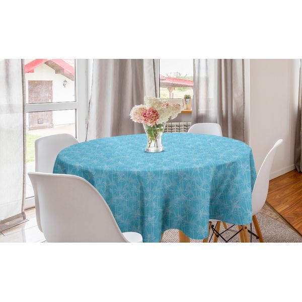 Abakuhaus Tovaglia Rotonda Estiva, Stelle Marine E Palme Esotiche, Tovaglia Circolare Per Sala Da Pranzo E Decorazione Della Cucina, 150 Cm, Azzurro Pallido-image