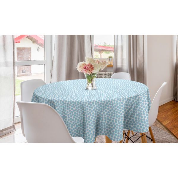 Abakuhaus Tovaglia Rotonda Con Fiori, Margherite Color Pastello, Tovaglia Circolare Per Decorare La Sala Da Pranzo E La Cucina, 150 Cm, Azzurro Pallido E Bianco-image