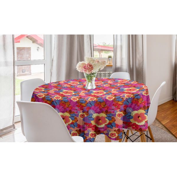 Abakuhaus Tovaglia Rotonda Hawaiana, Motivi Aloha Colorati, Tovaglia Circolare Per Decorare La Sala Da Pranzo E La Cucina, 150 Cm, Multicolore-image