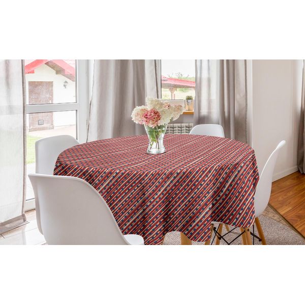 Abakuhaus 4 Luglio Tovaglia Rotonda, Stelle Patriottiche A Strisce, Tovaglia Circolare Per Sala Da Pranzo, Decorazione Cucina, 150 Cm, Rosa Antico Lavanda Scuro-image