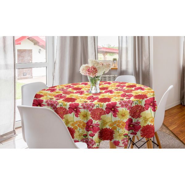 Abakuhaus Tovaglia Rotonda Colorata, Botanical Elements Petal, Tovaglia Circolare Per Sala Da Pranzo, Decorazione Per Cucina, 150 Cm, Multicolore-image