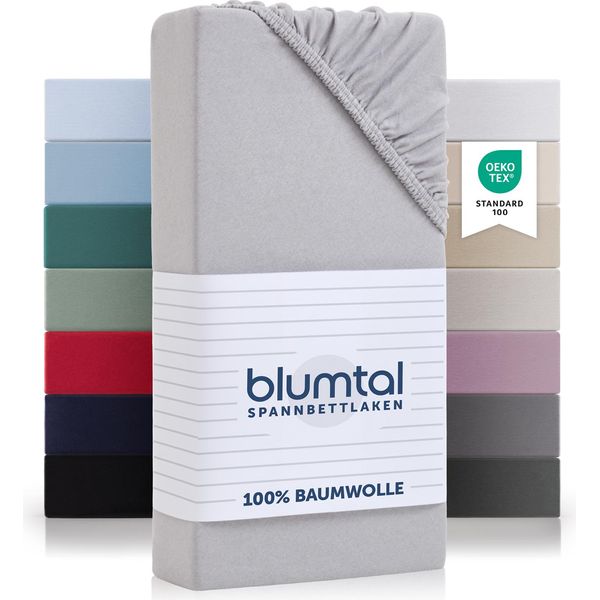 Blumtal Basics Topper Lenzuolo Matrimoniale 200X200Cm In Jersey - 100% Cotone - Grigio Chiaro Di Luna - Grigio-image