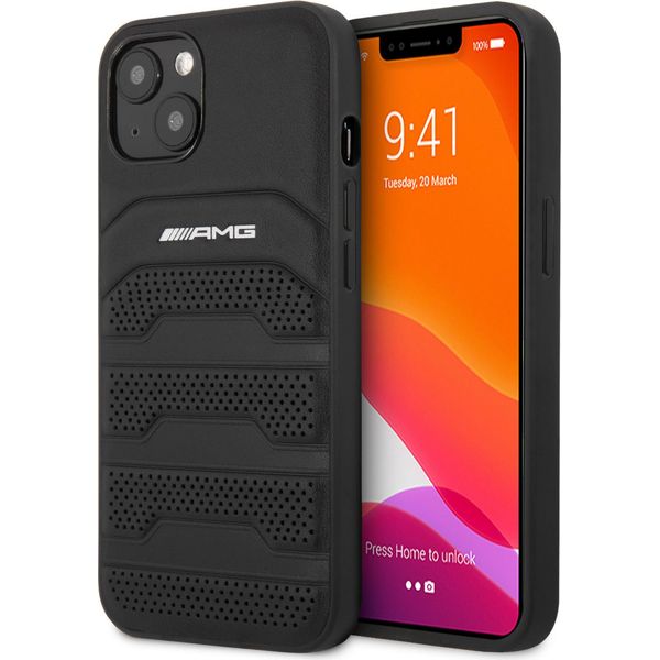 Amg Amhcp13Sgsebk Iphone 13 Mini 5.4 Nero/Nero Custodia Rigida In Pelle Linee In Rilievo-image