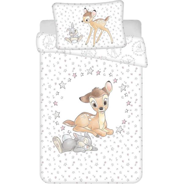 Lenzuola Disney Baby Per Bambini Cervo Bambi E Coniglio Bussante Con Motivo A Stelle Piumone 100X135 + Cuscino 40X60 Cm 100% Cotone-image