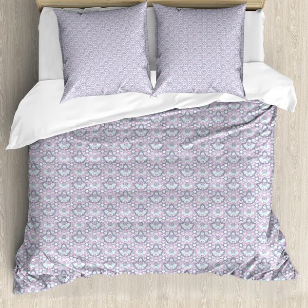 Abakuhaus Set Copripiumino Marocchino Per Letti Singoli, Motivi Floreali In Tonalità Pastello, Antiacaro, Adatto A Chi Soffre Di Allergie, Con Federa, 155 Cm X 220 Cm - 80 X 80 Cm, Multicolore-image