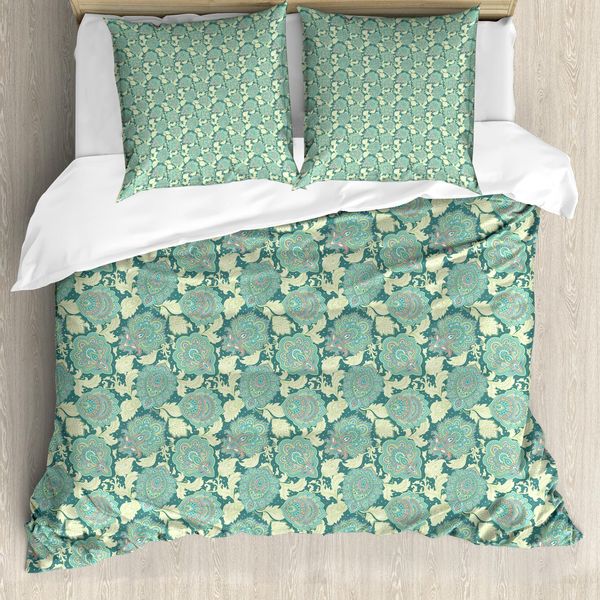 Abakuhaus Set Copripiumino Per Letto Singolo Blumenweinlese, Motivi Elaborati, Antiacaro, Adatto A Chi Soffre Di Allergie, Con Federa, 200 Cm X 200 Cm - 80 X 80 Cm, Multicolore-image