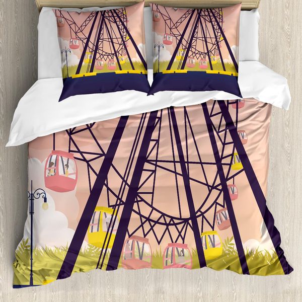 Abakuhaus Set Copripiumino Per Letto Singolo, Cartoonish Fun-Fahrt, Antiacaro, Adatto A Chi Soffre Di Allergie, Con Federa, 200 Cm X 200 Cm - 80 X 80 Cm, Multicolore-image