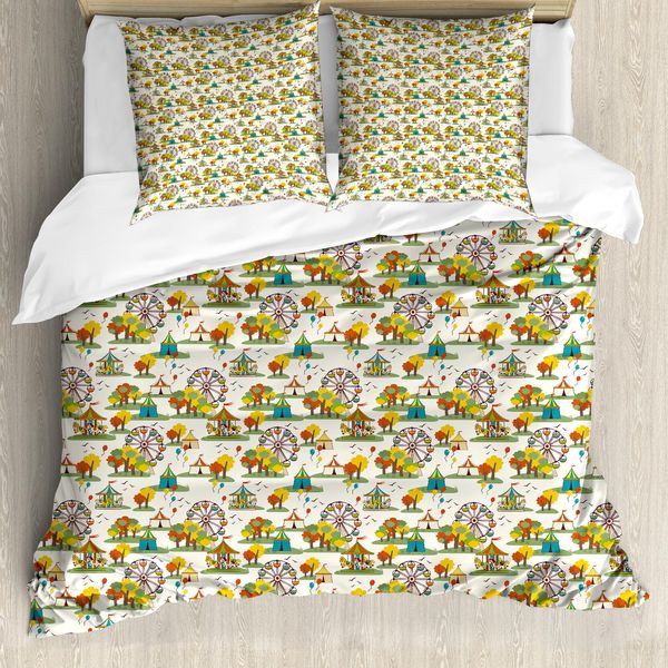 Abakuhaus Set Copripiumino Per Letto Singolo, Fiera Autunnale, Antiacaro, Adatto A Chi Soffre Di Allergie, Con Federa, 200 Cm X 200 Cm - 80 X 80 Cm, Avorio Multicolore-image