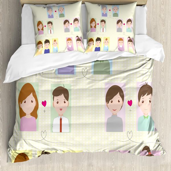 Abakuhaus Set Copripiumino Per Letto Singolo, Disegno Cartoon Generationen, Antiacaro, Adatto A Chi Soffre Di Allergie, Con Federa, 155 Cm X 220 Cm - 80 X 80 Cm, Crema Multicolore-image