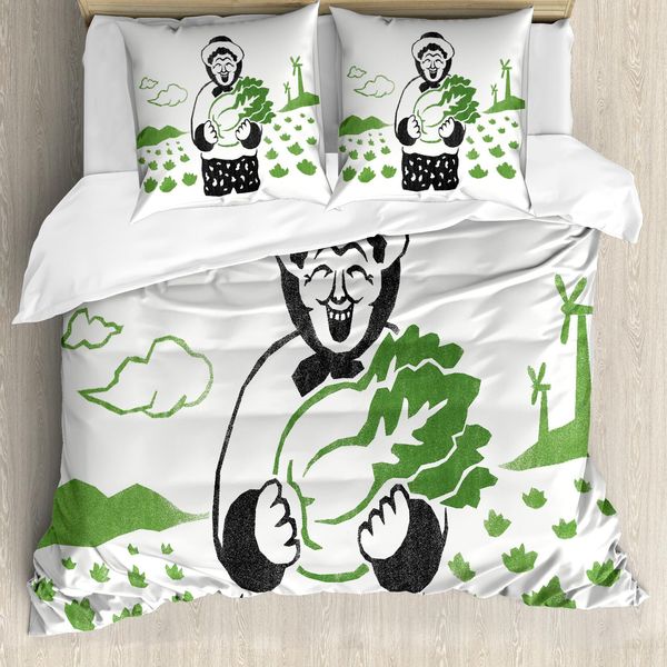 Abakuhaus Set Copripiumino Per Letto Singolo, GäRtner-Holding-Kohl, Antiacaro, Adatto A Chi Soffre Di Allergie, Con Federa, 155 Cm X 220 Cm - 80 X 80 Cm, Verde Felce Grigio Scuro-image