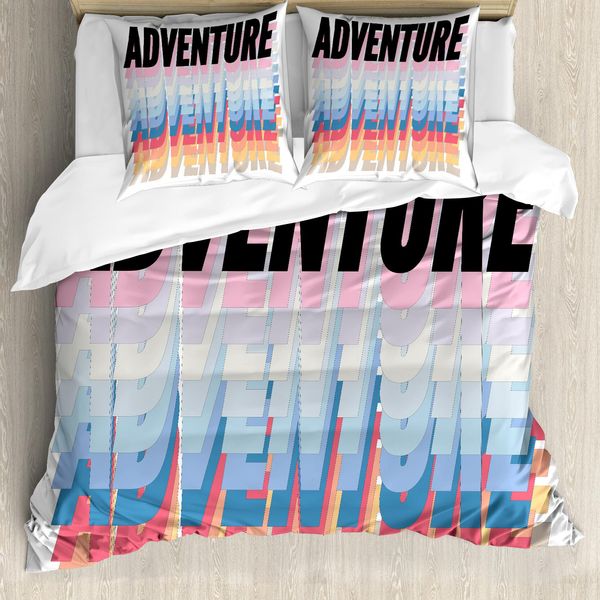 Abakuhaus Set Copripiumino Avventura Per Letti Singoli, Creative-Nested-Wort-Kunst, Antiacaro, Adatto A Chi Soffre Di Allergie, Con Federa, 200 Cm X 200 Cm - 80 X 80 Cm, Multicolore-image