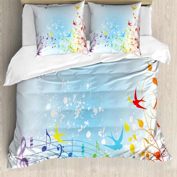 Abakuhaus Set Copripiumino Per Letto Singolo, Spring Scene Flourishes, Antiacaro, Adatto A Chi Soffre Di Allergie, Con Federa, 200 Cm X 200 Cm - 80 X 80 Cm, Multicolore-image