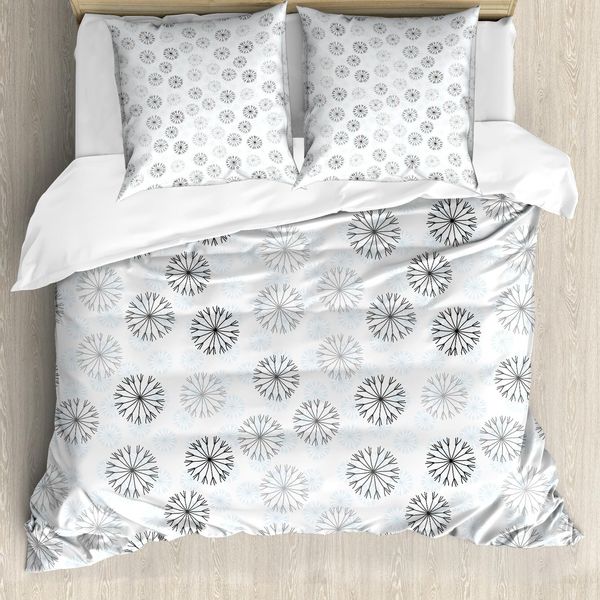 Set Copripiumino Invernale Abakuhaus Per Letti Singoli, Motivo Astratto Neutro Con Fiocchi Di Neve, Antiacaro, Adatto A Chi Soffre Di Allergie, Con Federa, 155 Cm X 220 Cm - 80 X 80 Cm, Blu Tortora-image