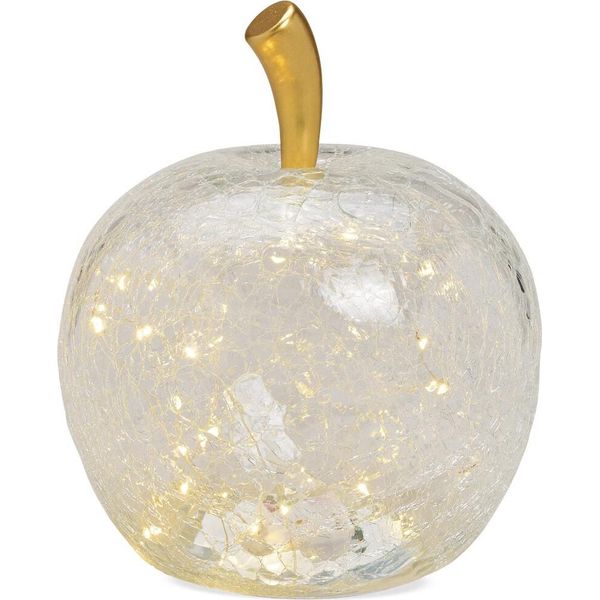 Mela & 40S Led Light & Timer Vetro Decorativo Mela Trasparente Ø 27 Cm-image