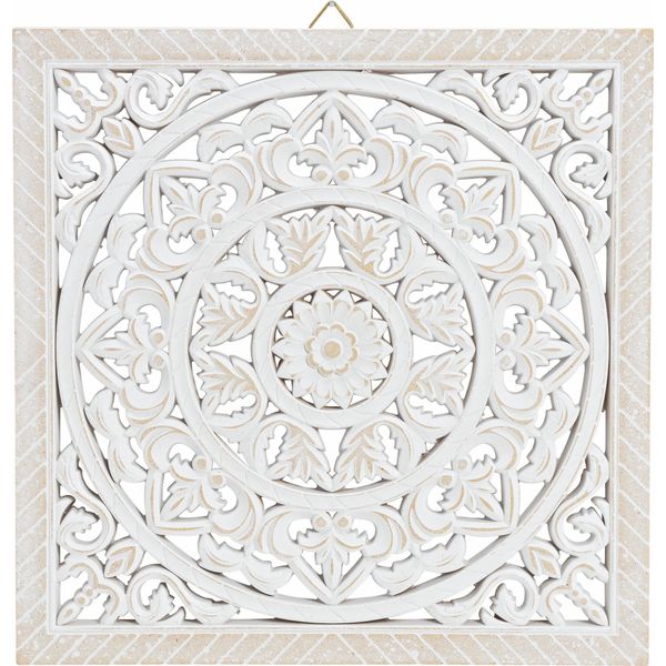 Ornamento Decorativo In Legno Bianco Shabby Da Appendere - 40 Cm / Quadrato - Appendiabiti Decorativo Vintage Per Quadri Da Parete-image