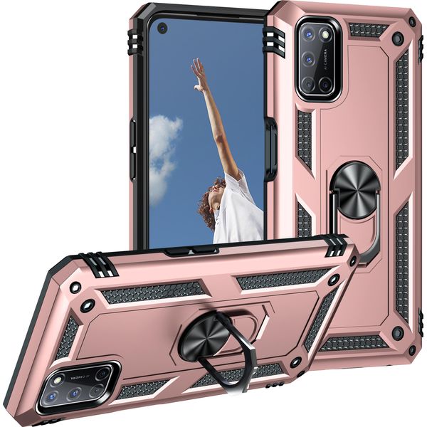 Custodia Per Oppo A52/A72/A92 4G A Doppio Strato Robusta, Protezione Militare Con Supporto Ad Anello E Supporto Oro Rosa-image