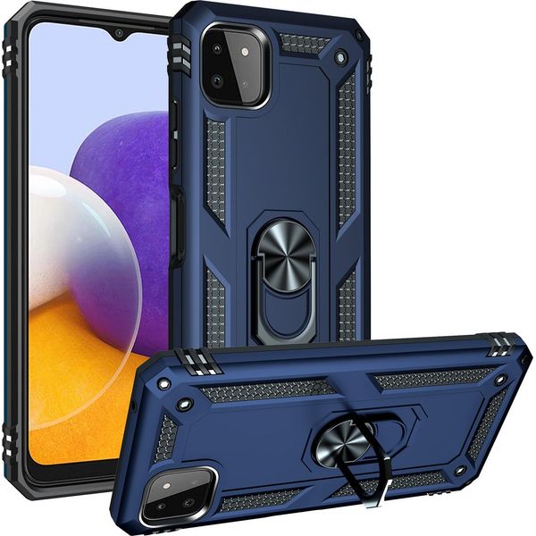 Custodia Per Samsung Galaxy A22 5G A Doppio Strato Robusta, Protezione Militare Con Supporto Ad Anello E Supporto Blu-image