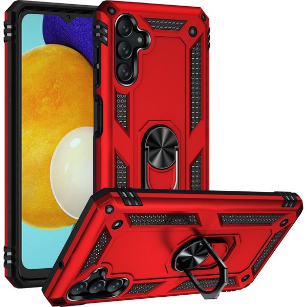 Custodia Per Samsung Galaxy A13 5G/M13 5G/A04S A Doppio Strato Robusta, Protezione Militare Con Supporto Ad Anello E Supporto Rosso-image