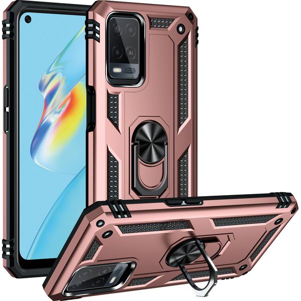 Custodia Per Oppo A54 4G A Doppio Strato Robusta, Protezione Militare Con Supporto Ad Anello E Supporto Oro Rosa-image