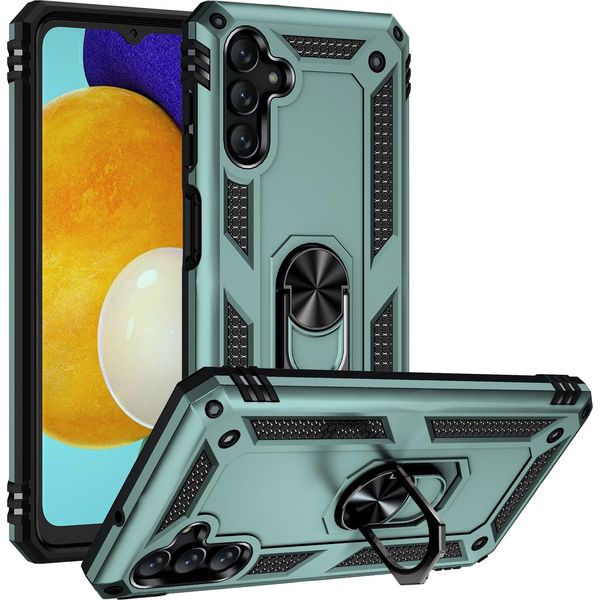 Custodia Per Samsung Galaxy A13 5G/M13 5G/A04S A Doppio Strato Robusta, Protezione Militare Con Supporto Ad Anello E Supporto Verde-image
