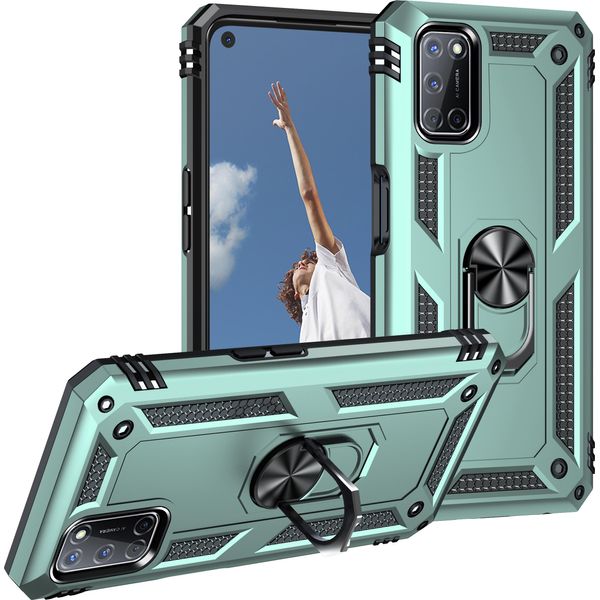 Custodia Per Oppo A52/A72/A92 4G A Doppio Strato Robusta, Protezione Militare Con Supporto Ad Anello E Supporto Verde-image