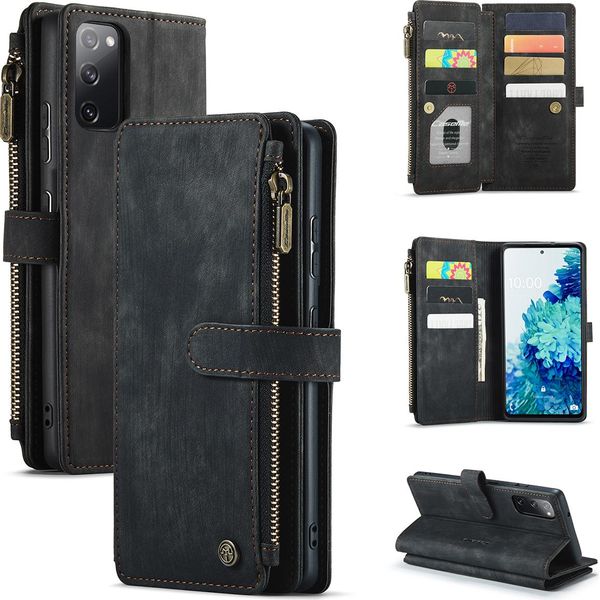 Custodia Galaxy S20 Fe, Custodia In Finto Cuoio Con Cerniera, Chiusura Magnetica, Tasca Per Carte, Supporto, Portafoglio, Custodia Protettiva Per Samsung Galaxy S20 Fe / S20 Fe 5G Nero-image