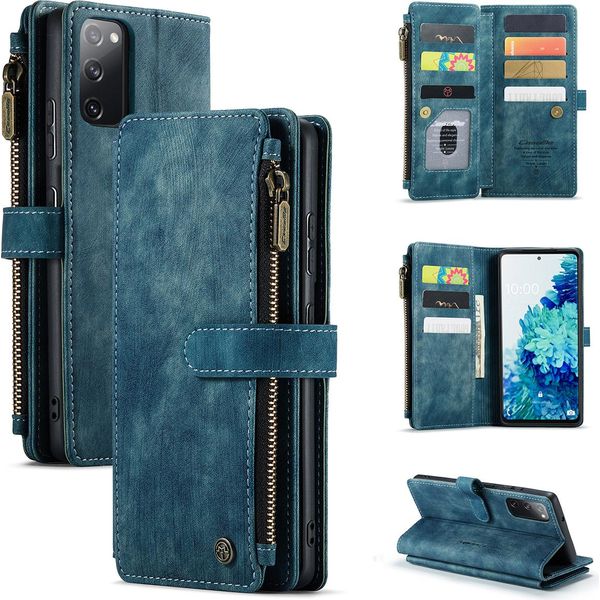 Custodia Galaxy S20 Fe, Custodia In Finto Cuoio Con Cerniera, Chiusura Magnetica, Tasca Per Carte, Supporto, Portafoglio, Custodia Protettiva Per Samsung Galaxy S20 Fe / S20 Fe 5G Blu-image