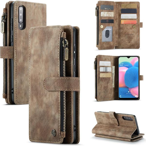 Custodia Galaxy A50, Custodia In Finto Cuoio Con Cerniera, Chiusura Magnetica, Tasca Per Carte, Supporto, Portafoglio, Custodia Protettiva Per Samsung Galaxy A50 Marrone-image