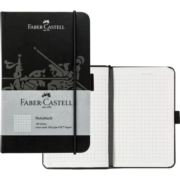 Faber-Castell 10065067 FABER-CASTELL Notizbuch, Din A6, Kariert, Schwarz-image