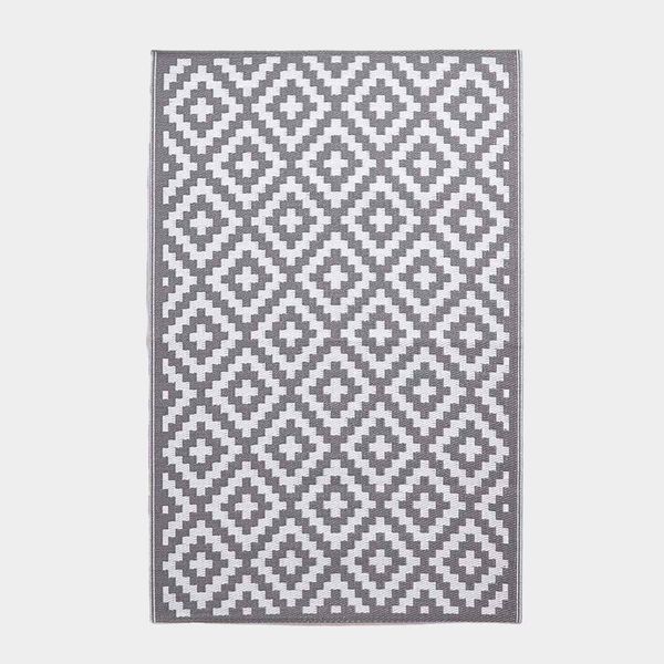 Homescapes Tappeto Per Esterni Resistente Alle Intemperie Grigio-Bianco 180 X 270 Cm, Tappeto Da Giardino Zoe Reversibile, A Motivi Geometrici, Per Balcone, Terrazza, Cucina, Corridoio E Giardino D'inverno-image
