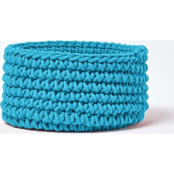 Homescapes Cestino Portaoggetti In Maglia, 100% Cotone Turchese 37 X 21 Cm-image