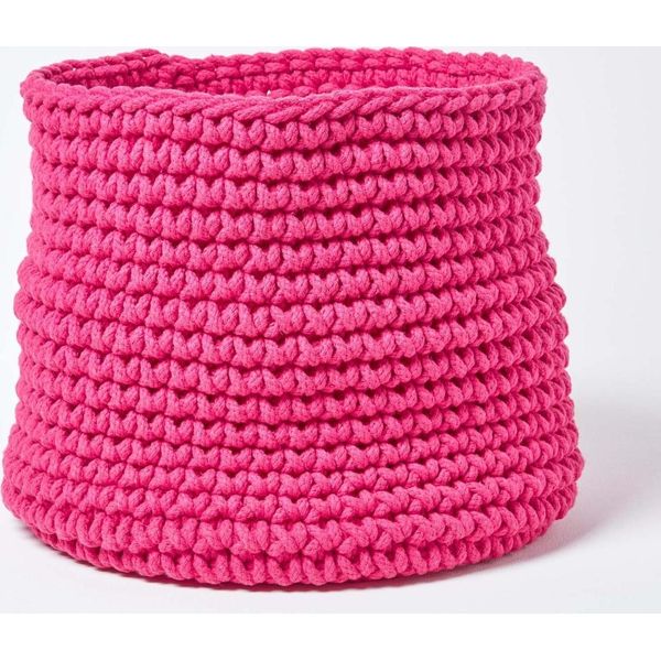Homescapes Cestino Portaoggetti In Maglia, 100% Cotone Rosa 42 X 37 Cm-image