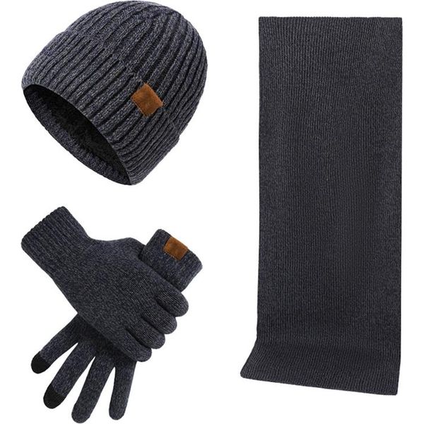 3 Pezzi Guanti Caldi Da Donna Guanti Invernali Da Uomo, Verde Scuro-image