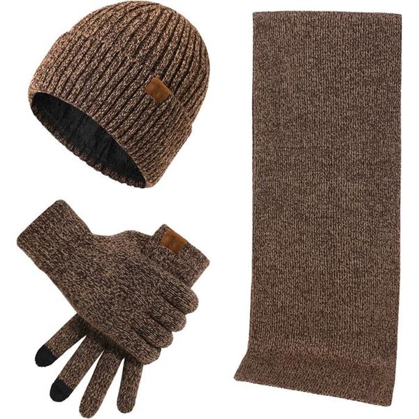 3 Pezzi Guanti Caldi Da Donna Guanti Invernali Da Uomo, Cachi-image