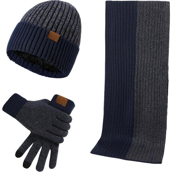 3 Pezzi Guanti Caldi Da Donna Guanti Invernali Da Uomo, Verde Scuro-image